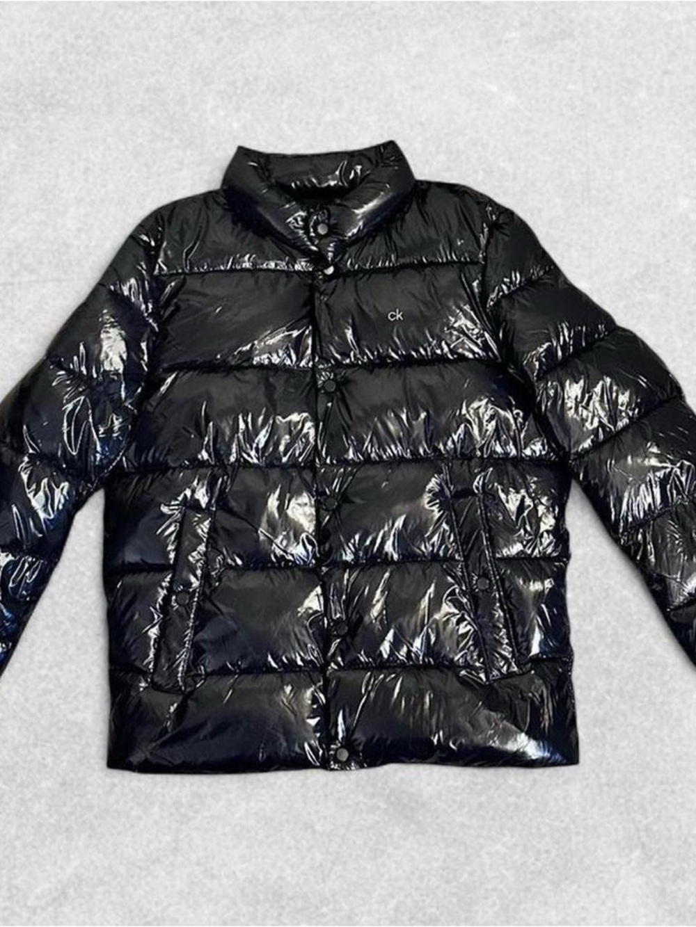 Calvin Klein Black Puffer Jacket with Red Accent